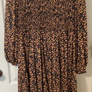 BloomChic Floral Long Sleeve Dress - Black with Two Tone Yellow and Blue Floral
